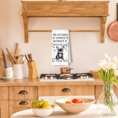 French Bulldog Funny Dog Kitchen Towels for Women - French Bulldog Waffle Weave Hand Towels,A Kitchen is Not Complete Dish Towel for Home Bathroom,16×24 Inch - color: French Bulldog