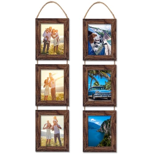 4x6 Wall Hanging Picture Frames Collage with 3 Opening Frames Brown 2 Pack - color: Brown, size: 4x6-2Pack