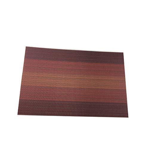 Exquisite Woven Vinyl Placemats for Dining Table Heat Resistant PVC Table Mats (Pack of 6, Red) - color: Pin Stripes-red
