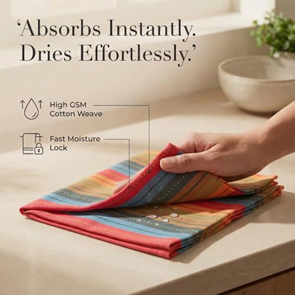 Urban Villa Cloth Napkins Cotton 20x20 (Set of 12) Red Stripes - color: 007 Red Multi, size: 20" x 20" (Set of 12)