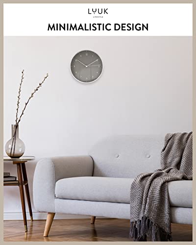 Modern Silent Quartz Wall Clock, 10in, Dark Grey & Silver | Designed in Germany, Simple & Elegant, Non-ticking, Analog, Battery operated, Housewarming gift, for Living room, Bedroom - color: Dark Grey, 10"