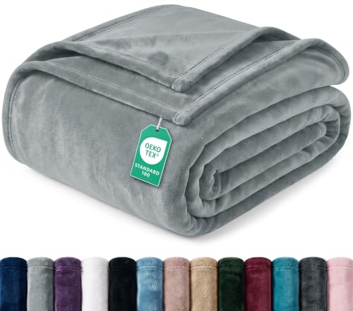 Soft Fleece Blanket for Bed Twin Size Cool Grey (60x80 Inch) | Lightweight, Fuzzy, Anti-Static, Cozy, Warm, All Season Use, Home Decor, Gift for Men and Women - color: Cool Grey, size: Twin (60x80 Inch)
