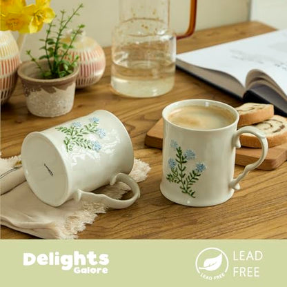 Artistic Lavender pattern Ceramic Coffee Mug - 16oz, Hand-Painted, Microwave heating and dishwasher cleaning available, Ideal for Daily Brews - color: Lavender flower