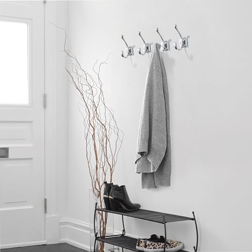 Wall Hooks,5 Pack Coat Hooks Hardware Towel Hooks for Hanging Coats Polished Chrome Robe Hooks Wall Mounted with Screws for Key, Towel, Bags, Cup. - color: Polished Chrome