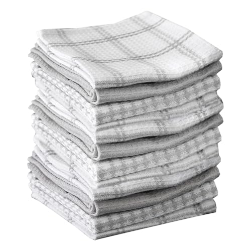 T-Fal Premium Waffle Dish Cloths: Highly Absorbent, Super Soft Long Lasting - 100% Cotton, 12"x13" Towel for Cleaning & Drying, (12-Pack), Gray - color: Gray, size: 12-Pack
