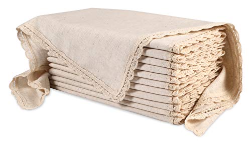 Ramanta Home Natural Coth Napkins Set of 12 20X20 Inches | Flax Lace Cotton Linen Cloth Napkins Reusable Decorative Napkins for Weddings, Everyday Use - color: Natural, size: 20" x 20" (Set of 12)