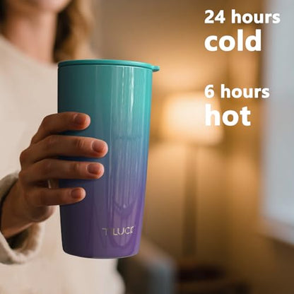 TILUCK 20 oz Insulated Coffee Tumbler with BPA-Free Lid | Travel Coffee Mug, Dishwasher Safe, Cup Holder Friendly,Double-Wall Vacuum Insulation for Hot & Cold Drinks,GlitterBluePurple - color: GlitterBluePurple, size: 20 Ounces