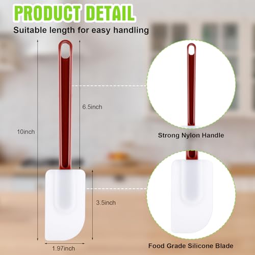 Meekoo 5 Pcs 10 Inch Rubber Spatula 500℉ High Heat Resistant Spatulas | Silicone Spatulas，for Baking Kitchen Cooking，Commercial Food Bpa Free Grade Non Stick Dishwasher Safe, Brown Red - color: Brown Red, size: 10 Inch