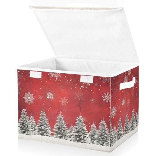 senya Christmas Baskets Collapsible Storage Bins with Lids, Christmas Trees Snowflakes Print Storage Boxes Clothes Baskets for Organizing, B06D22020 - color: Christmas 7