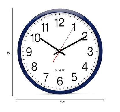 Bernhard Products Navy Wall Clock, Silent Non Ticking - 16 Inch Extra Large Quality Quartz Battery Operated Round Easy to Read Home/Office/Business/Kitchen/Classroom/School Clocks - color: Navy, size: 16 Inch