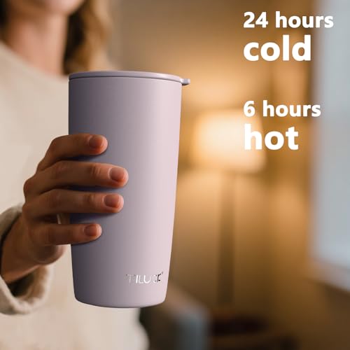 TILUCK 20 oz Insulated Coffee Tumbler with BPA-Free Lid | Travel Coffee Mug, Dishwasher Safe, Cup Holder Friendly,Double-Wall Vacuum Insulation for Hot & Cold Drinks, MatteLightPurple - color: Matte LightPurple, size: 20 Ounces