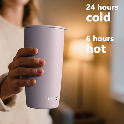 TILUCK 20 oz Insulated Coffee Tumbler with BPA-Free Lid | Travel Coffee Mug, Dishwasher Safe, Cup Holder Friendly,Double-Wall Vacuum Insulation for Hot & Cold Drinks, MatteLightPurple - color: Matte LightPurple, size: 20 Ounces