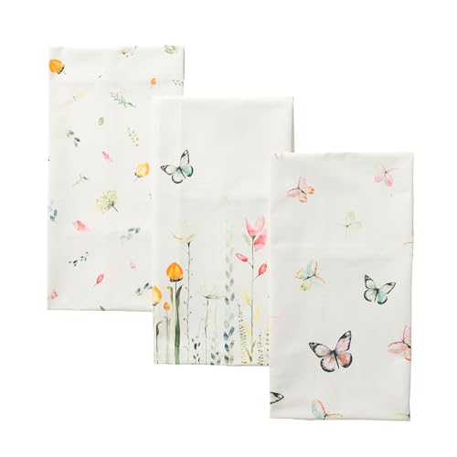 Maison d' Hermine Kitchen Towels Set of 3 Reusable 100% Cotton 27.50" x 20" | Cloth Tea Dish Towels Absorbent with Hanging Loop for Kitchen Dining Party Wedding Hotel Home Spring Summer - Botanical Fresh - color: 013 - Botanical Fresh