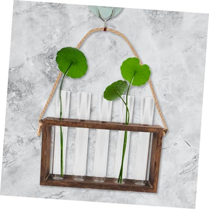 Toyvian 1 Set Wall Mounted Hydroponic Planter with Wooden Stand of Glass Test Tube Vases for Home Decoration for Plant Terrariums and Propagation Stations