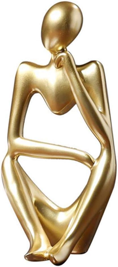 Creative Resin Thinker Minimal Abstract Art Sculpture Statue Figurines Home Office Bookshelf Desktop Decor (Gold, Right, Small) - color: Gold, size: Right, Small