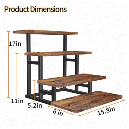 Lilybud--lily Cupcake Stand for 50 Cupcakes, 4 Tier Wooden Risers Display Stands Stepped Dessert Table Display Set with Metal Frame Tiered Tray Stand Serving Trays for Party Farmers Market Display - size: 4 Tier - 1 Pack