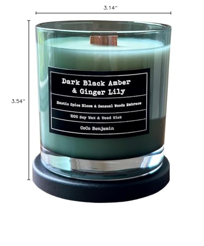 100% Soy, Highly Scented, Hand Poured Soy Candle (Dark Black Amber & Ginger Lily (Wooden Wick)) - style: Dark Black Amber & Ginger Lily (Wooden Wick)