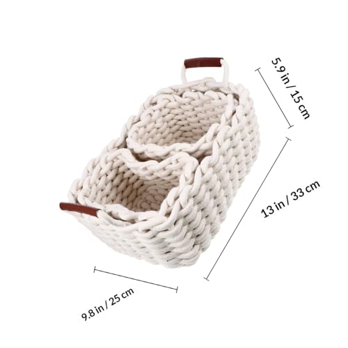 Nordic Woven Storage Baskets Thick Cotton Rope Nested Bins Versatile Organizers for Toys Clothes and Home Decor Set of 3