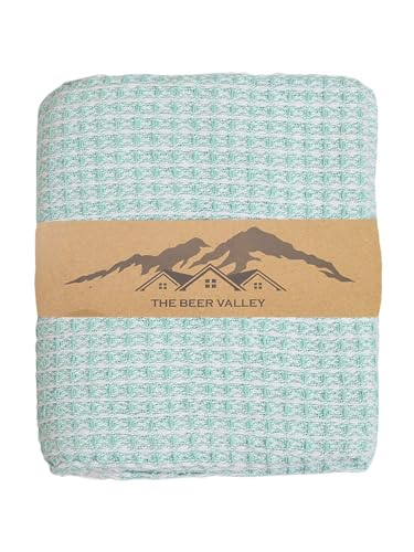 Two Tone Hanicom Cotton Throw 50X60- Aqua - color: Aqua Honeycomb