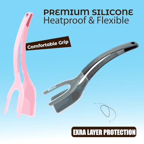 Silicone Kitchen Spatula Tong (Set of 2) – Heat Resistant 2-in-1 Grip & Flip Non-Stick Cooking Tongs for Pancakes, Fish, Eggs, and More – Kitchen Tool Set (Black + Red)