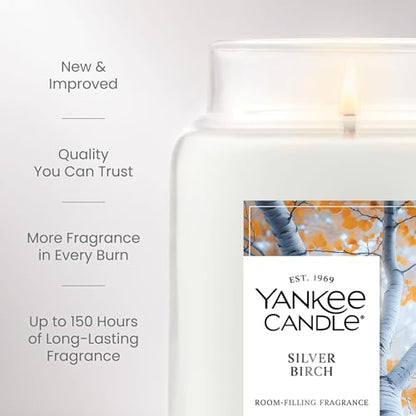 Yankee Candle Silver Birch, Holiday Scented Candle, 22oz Large Jar, Up to 150 Hour Burn Time, Giftable - color: Silver Birch, size: 22 oz