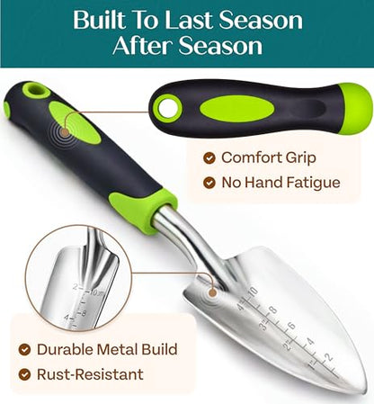 Heavy Duty Gardening Tools - Gardening Gifts for Women, Men, Mom, Dad - Durable, Ergonomic Garden Tools Set (Green) - style: Standard