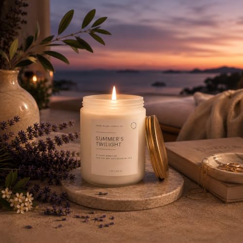 Summer's Night Scented Candles for Mid Summer Twilight | Natural Soy Candle 7oz, up to 50 Hrs Burn Time Highly Scented Giftable - color: Summer's Twilight