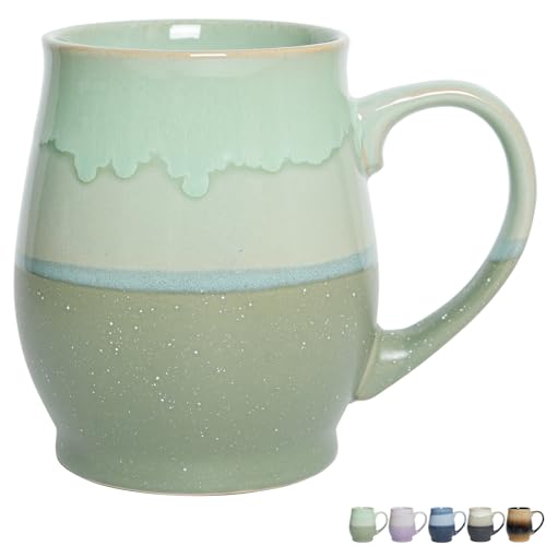 Bosmarlin Extra Large Ceramic Coffee Mug, 25 Oz, Dishwasher and Microwave Safe, Oversized Big Tea Cup for Office and Home, Reactive Glaze (Green) - color: Green