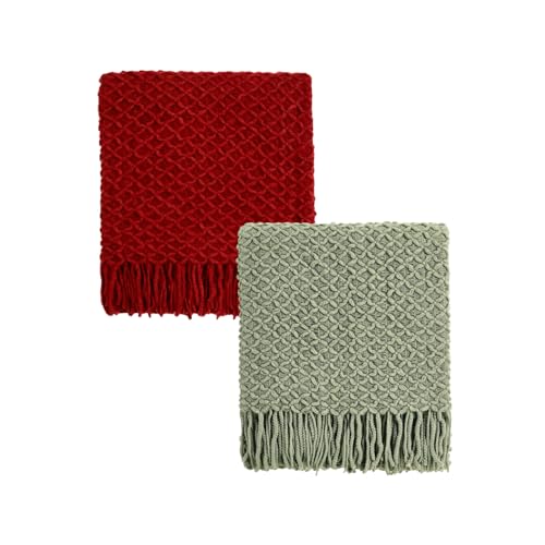 CREVENT Farmhouse Boho Knitted Throw Blanket for Couch Sofa Chair Bed Home Decoration, Soft Warm Cozy Light Weight for Spring Summer Fall (50''X60'' Christmas Set) - color: Christmas Set 2