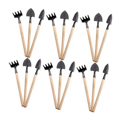 Homoyoyo 6 Sets Mini Garden Tools Kit – 18pcs Small Metal Hand Tools for Indoor Gardening, Flower Planting, Soil Digging, Transplanting, and Succulent Care