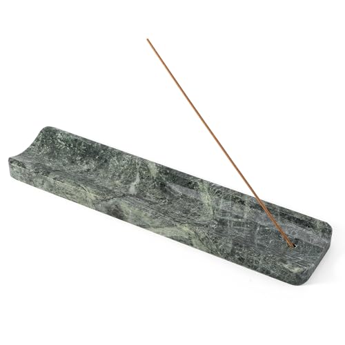 Marble Incense Holder, Incense Holder for Sticks, Incense Sticks Holder Ash Catcher for Meditation Yoga SPA, Natural Stone Incense Burner, Home Table Decor (Verde Alpi) - color: Verde Alpi