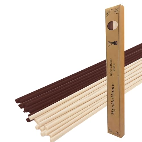 MYSTICHOME 40 PCS Fibre Reed Diffuser Sticks - Strong Scent for Large Rooms, Bathroom & Bedroom. Ideal Housewarming Gift, Coffee Table Decor, True+Black Set - color: True+black 40pcs