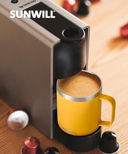 SUNWILL Travel Coffee Mugs Set of 4, Insulated Tumbler with Lid, 14oz Stainless Steel Cup with Handle Bulk for Gift, Camping, Office, Powder Coated Charcoal, Royal Blue, Magenta, Yellow - color: Powder Coated Charcoal & Royal Blue & Magenta & Yellow