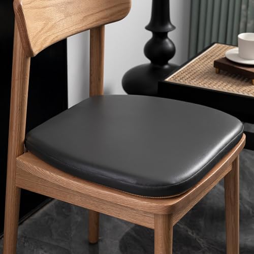 Binding Tie U Shape PU Leather Memory Foam Dining Pad, Non Slip Cushion with Multi Pack Sizes for Indoor Outdoor Household Chairs,Dark Brown,16x17inch - 4pcs - color: Dark Brown, size: 16x17inch - 4pcs