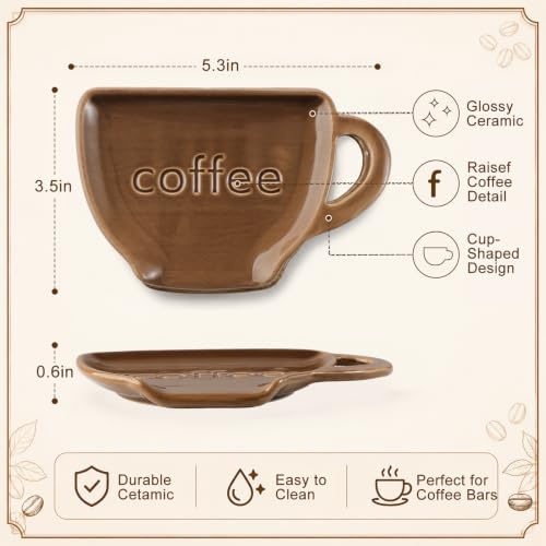 Ceramic Coffee Spoon Rest Spoon Holder for Coffee Bar | Funny Coffee Station Table Accessories, Gift for Coffee Lover, Cute Utensil Rest, Farmhouse Cafe Bar Countertop Decoration - style: Coffee Cup