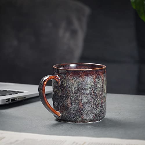 Ceramic Coffee Mugs - 12 Ounces Ceramic Mugs - Tea Cups with Handle - Funny Cappuccino Cups - Dishwasher Safe, Set of 4 - color: Caramel Brown