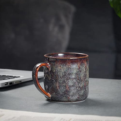 Ceramic Coffee Mugs - 12 Ounces Ceramic Mugs - Tea Cups with Handle - Funny Cappuccino Cups - Dishwasher Safe, Set of 4 - color: Caramel Brown