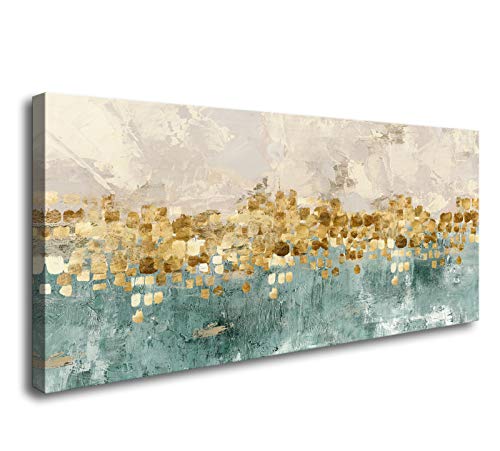 DZL Art A74662 Brown and Blue Abstract Painting Modern Decor Wall Art Tan Color Canvas Gray Painting Contemporary Decor Abstract Canvas Living Room Art Painting - color: Gold Canvas, size: 48" L x 24" W