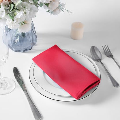 Bailarina Cloth Napkins Set of 80,17x17 inches Dinner Napkins Cloth Washable,Polyester Square Table Cloth Napkin Bulk with Hemmed Edges Ideal for Banquets, Parties and Weddings-Red - color: Red