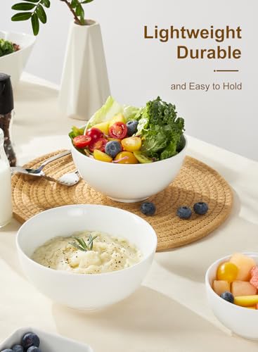 22 oz White Porcelain Bowls Set of 4 – Cereal, Soup, Rice, Oatmeal & Salad Bowls – Microwave & Dishwasher Safe, Stackable for Kitchen Use | Porcelain Bowls,Stackable, Microwave Dishwasher Safe,Cereal, Soup, Rice, Oatmeal & Salad Bowls,Kitchen Use - size: