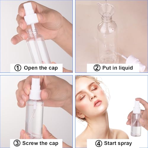 Spray Bottle, 2oz/50ml Small Plastic Fine Mist Spray Bottles, Mini Empty Travel Bottles with Funnels and Labels 20 Pack - size: 20pack-50ml-plastic
