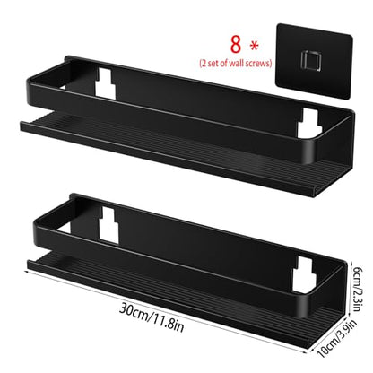 Aluminum Shower Caddy 2-Layers (11.8in) No Drill Shower Shelves | Bathroom Shower Shelf Rust-proof , No Drilling Required, Suitable for Bathroom Storage and Home Decoration - size: 2-Piece Set (11.8in, 2 Layers)