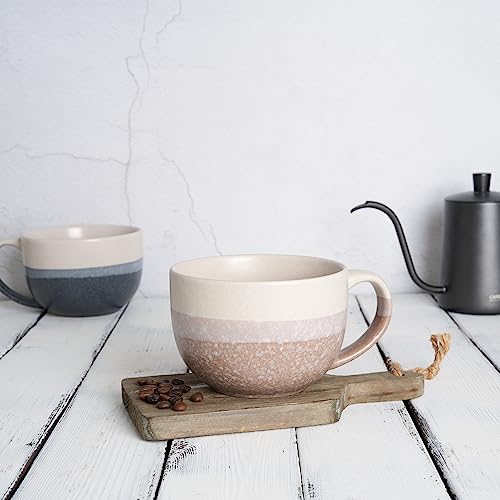 Ceramic Large Coffee Mug Set of 2, 23 Oz, Jumbo Mug Soup Bowls with Handles, Dishwasher and Microwave Safe (Multicolor) - color: Multicolor
