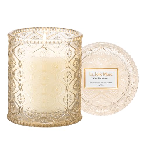LA JOLIE MUSE Vanilla Zest Scented Candles for Home, Natural Soy, 40 Hrs | Luxury Jar Candle, Clean Non Toxic, Gift for Women & Men, Decorative Gourmand Candles, Pretty Candle, Lemon Coconut Bergamot - color: Vanilla Bomb