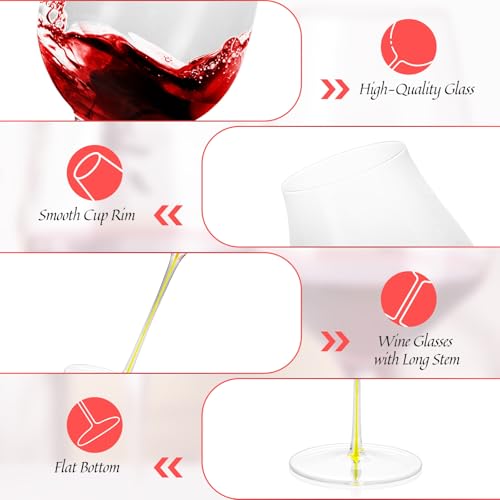 KAMMAK Crystal Red Wine Glasses Set of 2, 24.35 oz Stemmed Glasses, XY013 | Hand Blown, Bordeaux Wine Glasses, Thin Rim & Long Stem, Red & White, Daily Use, Wedding or Birthday Gift for Women - size: 8KPDSXY013