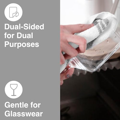 All-Clad Dual-Purpose Kitchen Towels: Highly Absorbent - 100% Cotton, 17"x30" Dish Towels for Cleaning & Drying Dishes & Glassware, 3-Pack, Titanium - color: Titanium