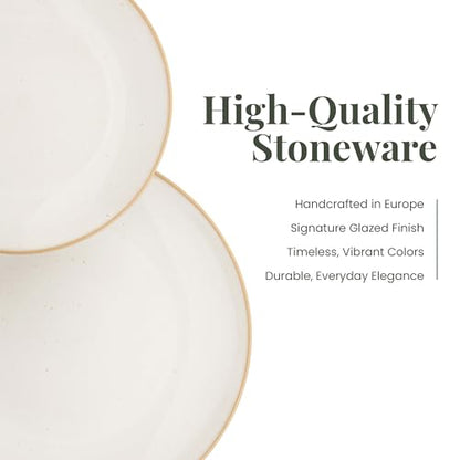 Larder & Vine Stoneware Dinnerware Set, 16 Piece, 4 Place Settings, Made in Portugal, Sand - color: Sand