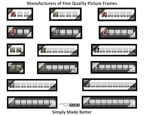 6-2 Row 4x4 Opening Manhattan Black 10x16 Picture Frame Holds 4x4 Photo Collage with White Matting and Glass - color: White, size: 6 4x4 2 Row