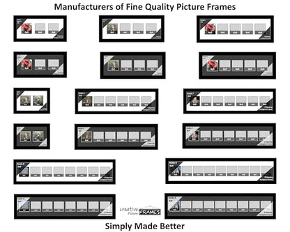 5 4x4 Opening Manhattan Black 8x26 Picture Frame Holds 4x4 photo Collage with White Matting and Glass - color: White, size: 5 4x4
