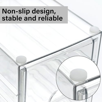 Prsildan 17 Drawers Teacher Toolbox Office Supply Organizer, Set of 4 | Clear Acrylic, Pull Out, Craft Desk Art Supply Accessories Vanity Countertop Bathroom Kitchen Cabinet Makeup Storage - size: 17 Drawers